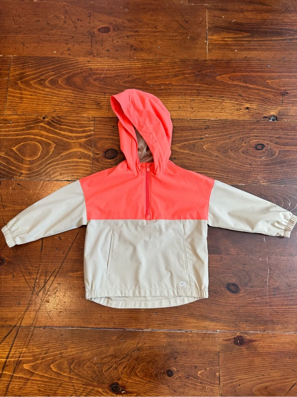 GAP Baby Blood Orange and Beige Tech Anorak Mesh-Lined Jacket. Size 4